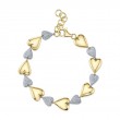 0.78Ct 14K Two Tone Diamond Pave Heart Bracelet
