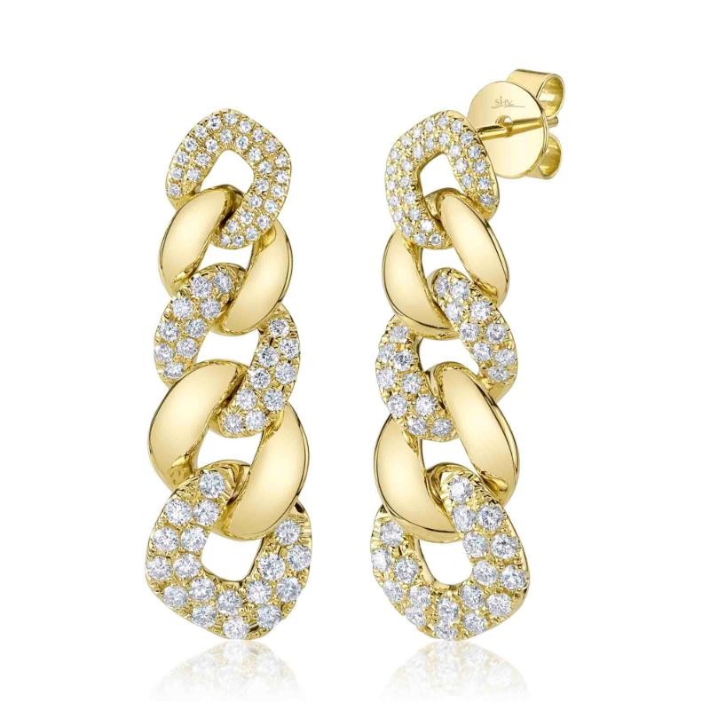 1.03Ct 14K Yellow Gold Diamond Link Earrings