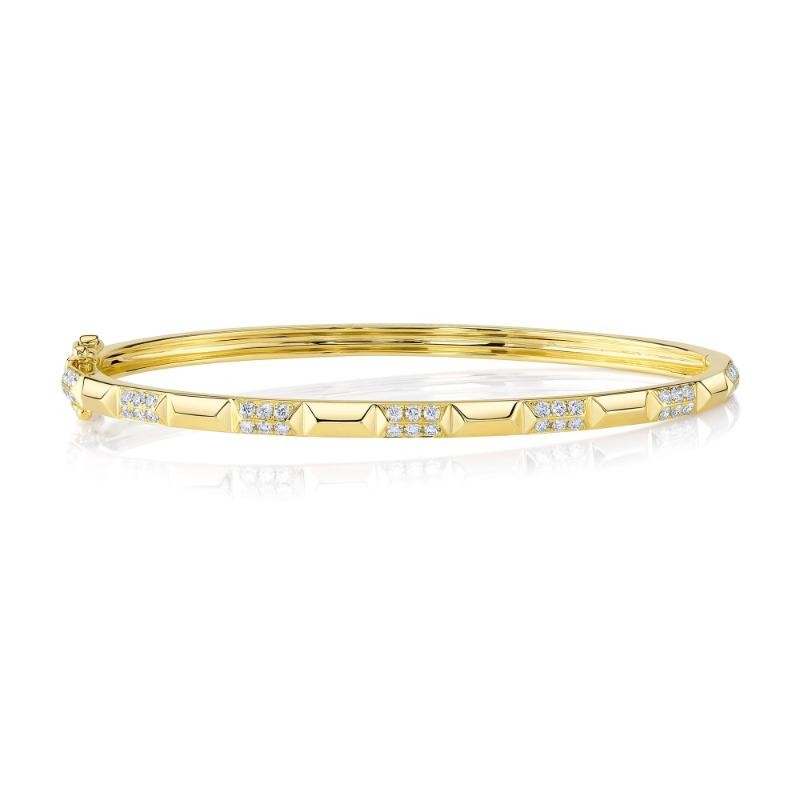 0.56Ct 14K Yellow Gold Diamond Geo Cut Bangle