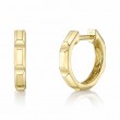 14K Yellow Gold Octagon Geo Cut Huggie Earrings