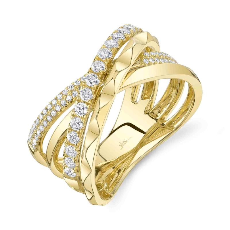 0.48Ct 14K Yellow Gold Diamond Bridge Geo Cut Ring