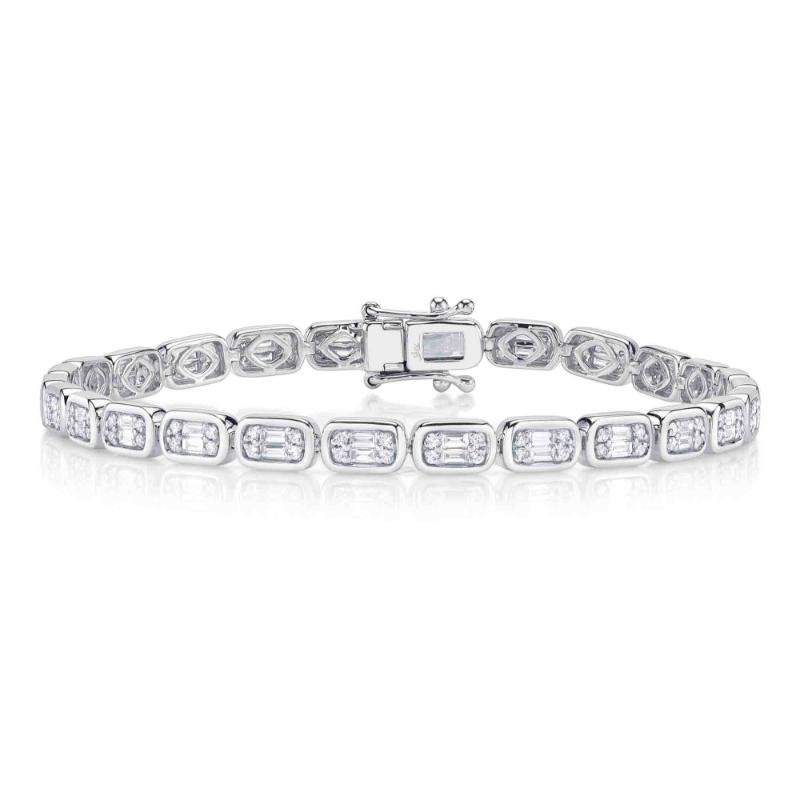 1.53Ct 14K White Gold Diamond Baguette Tennis Bracelet