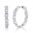 0.90Ct 14K White Gold Diamond Baguette Hoop Earrings