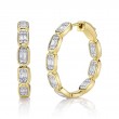 0.90Ct 14K Yellow Gold Diamond Baguette Hoop Earrings