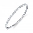 0.65Ct 14K White Gold Diamond Baguette Bangle
