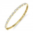 0.65Ct 14K Yellow Gold Diamond Baguette Bangle