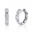 0.39Ct 14K White Gold Diamond Baguette Octagon Hoop Earrings