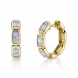 0.39Ct 14K Yellow Gold Diamond Baguette Octagon Hoop Earrings