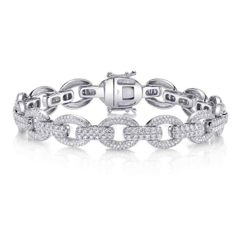 3.82Ct 14K White Gold Diamond Link Bracelet