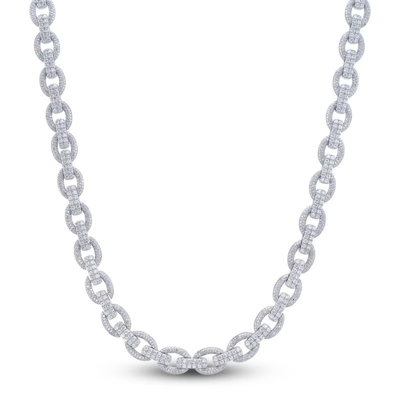 6.77Ct 14K White Gold Diamond Link Necklace