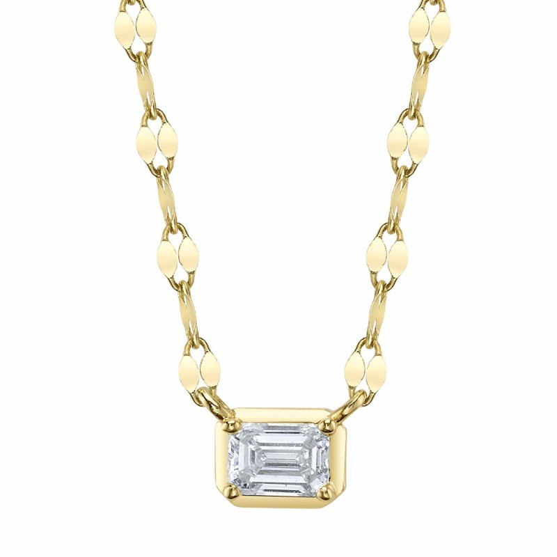 0.20Ct 14K Yellow Gold Diamond Emerald Sparkle Chain Necklace