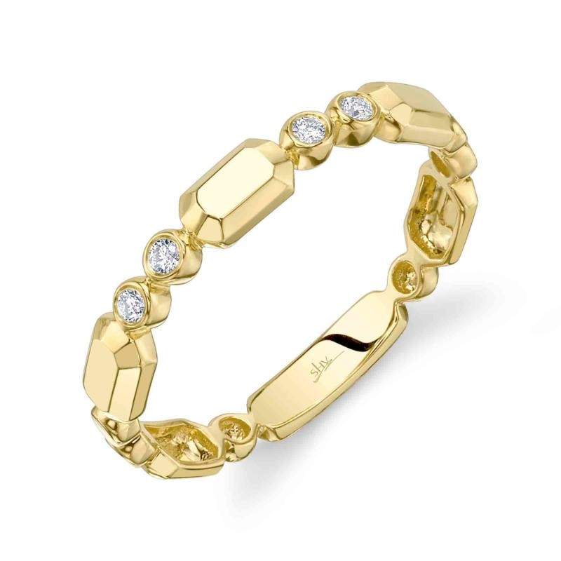 0.06Ct 14K Yellow Gold Diamond Bezel Geo Cut Band