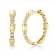 0.12Ct 14K Yellow Gold Diamond Bezel Geo Cut Hoop Earrings