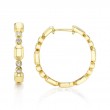 0.12Ct 14K Yellow Gold Diamond Bezel Geo Cut Hoop Earrings