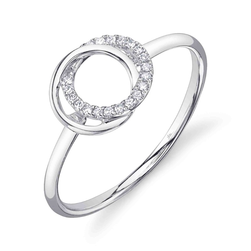 0.07Ct 14K White Gold Diamond Love Knot Circle Ring
