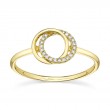 0.07Ct 14K Yellow Gold Diamond Love Knot Circle Ring
