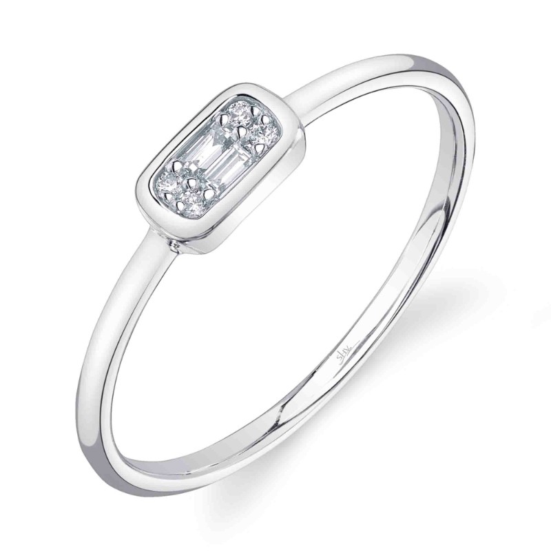 0.07Ct 14K White Gold Diamond Baguette Ring
