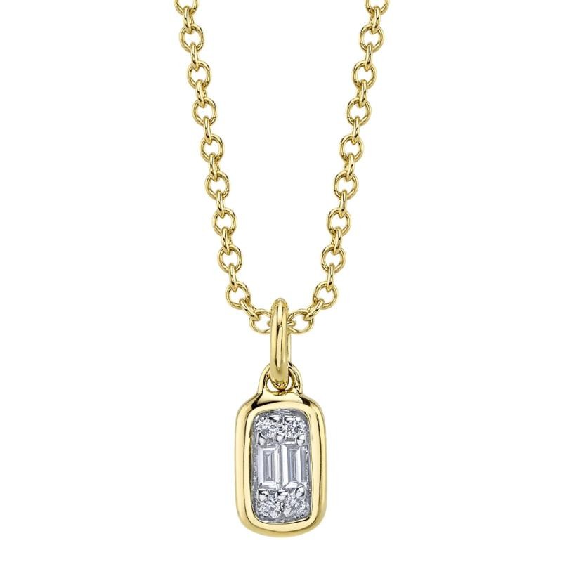 0.07Ct 14K Yellow Gold Diamond Baguette Necklace