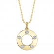 0.24Ct 14K Yellow Gold Diamond Circle Faceted Ball Chain Necklace