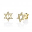 0.16Ct 14K Yellow Gold Diamond Star Of David Stud Earrings
