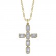 0.30Ct 14K Yellow Gold Diamond Baguette Cross Necklace