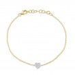0.04Ct 14K Two Tone Diamond Pave Heart Bracelet
