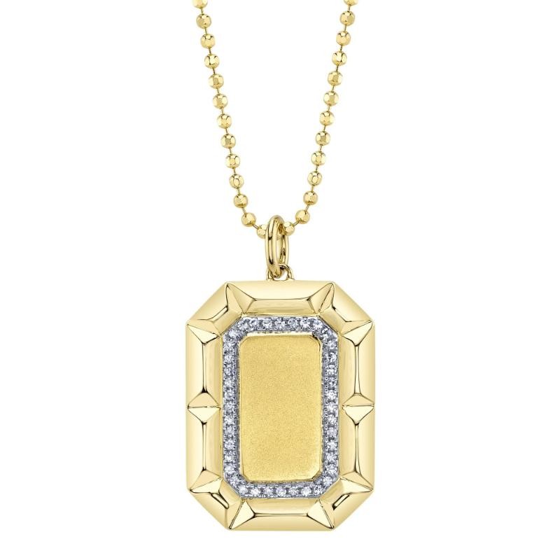 0.09Ct 14K Yellow Gold Diamond Geo Cut Matte Faceted Ball Chain Necklace