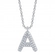 0.09Ct 14K White Gold Diamond Pave Necklace - Initial A