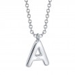 0.09Ct 14K White Gold Diamond Pave Necklace - Initial A