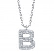0.11Ct 14K White Gold Diamond Pave Necklace - Initial B