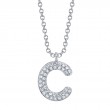 0.08Ct 14K White Gold Diamond Pave Necklace - Initial C