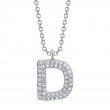 0.10Ct 14K White Gold Diamond Pave Necklace - Initial D