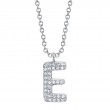0.07Ct 14K White Gold Diamond Pave Necklace - Initial E
