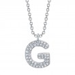 0.10Ct 14K White Gold Diamond Pave Necklace - Initial G