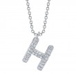 0.09Ct 14K White Gold Diamond Pave Necklace - Initial H
