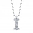 0.06Ct 14K White Gold Diamond Pave Necklace - Initial I