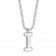0.06Ct 14K White Gold Diamond Pave Necklace - Initial I
