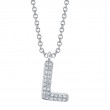0.05Ct 14K White Gold Diamond Pave Necklace - Initial L
