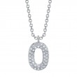 0.08Ct 14K White Gold Diamond Pave Necklace - Initial O