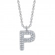 0.08Ct 14K White Gold Diamond Pave Necklace - Initial P