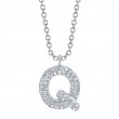 0.11Ct 14K White Gold Diamond Pave Necklace - Initial Q