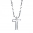 0.06Ct 14K White Gold Diamond Pave Necklace - Initial T