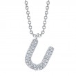 0.09Ct 14K White Gold Diamond Pave Necklace - Initial U