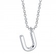 0.09Ct 14K White Gold Diamond Pave Necklace - Initial U