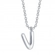0.07Ct 14K White Gold Diamond Pave Necklace - Initial V