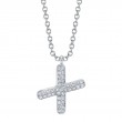 0.09Ct 14K White Gold Diamond Pave Necklace - Initial X