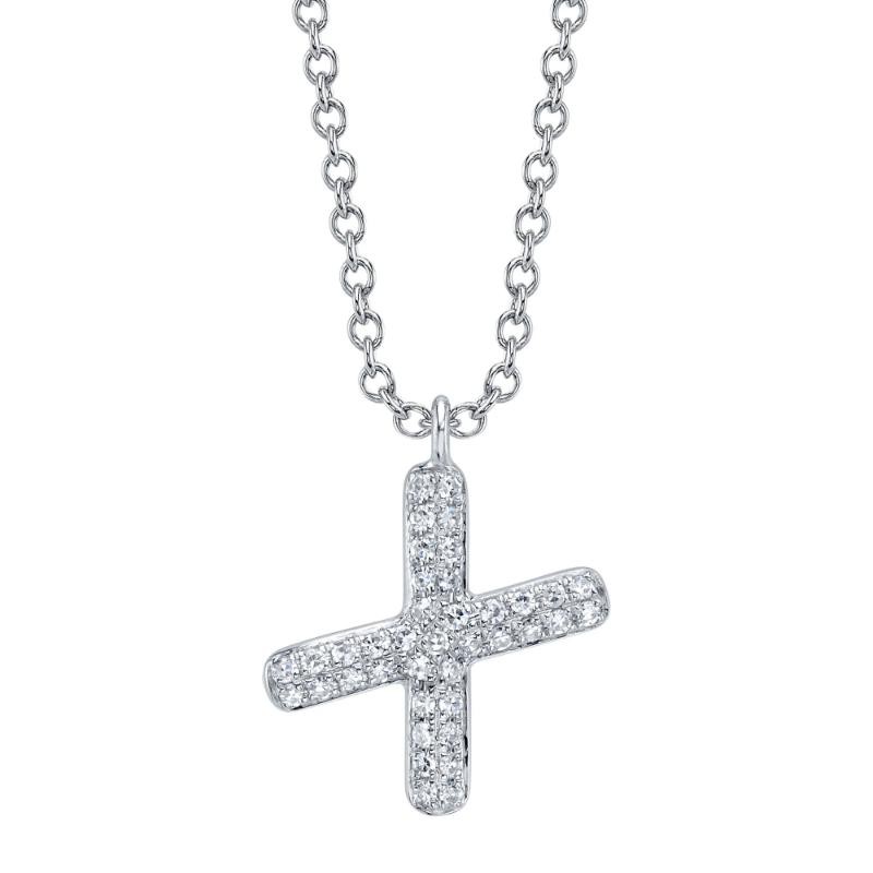 0.09Ct 14K White Gold Diamond Pave Necklace - Initial X