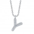 0.06Ct 14K White Gold Diamond Pave Necklace - Initial Y