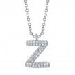 0.10Ct 14K White Gold Diamond Pave Necklace - Initial Z