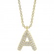 0.09Ct 14K Yellow Gold Diamond Pave Necklace - Initial A